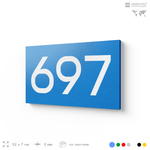 Номер на дверь 697, табличка на дверь для офиса, квартиры, кабинета, аудитории, склада, голубая 120х70 мм, Айдентика Технолоджи