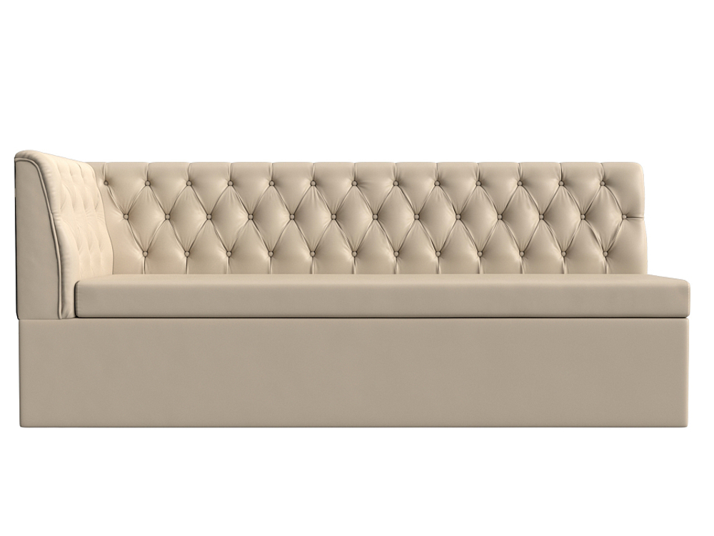 Диван кухонный прямой Маркиз с углом слева, Бежевый, Экокожа, 112845L