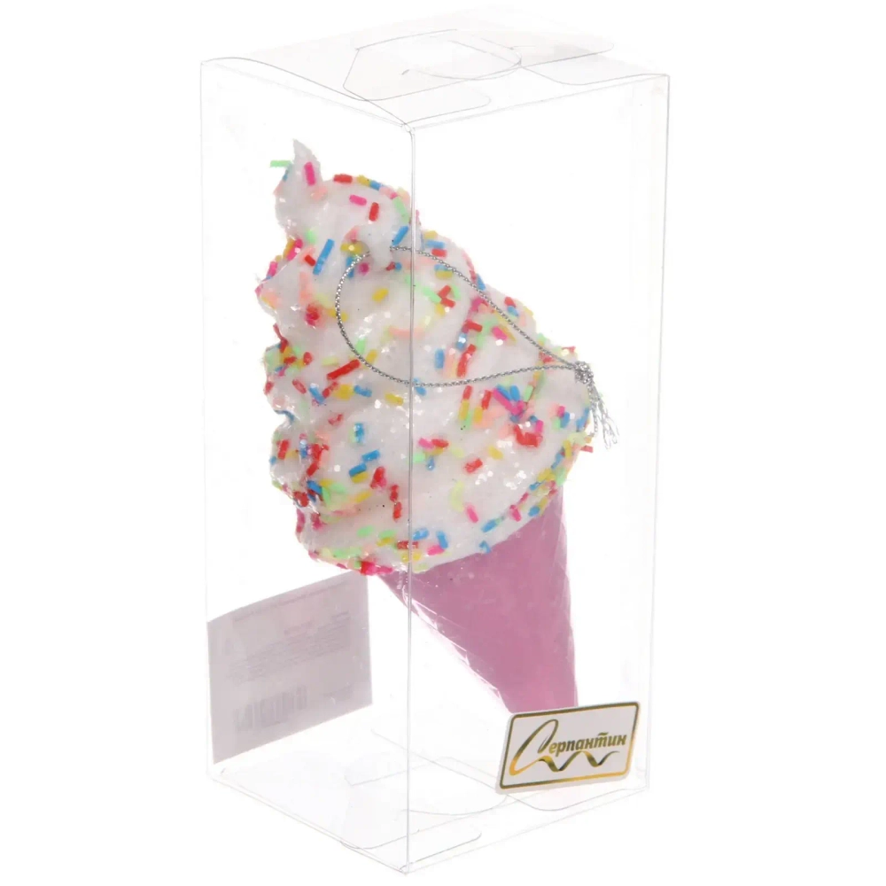 Елочная игрушка «Мороженка» 6*6*14 см, Розовый