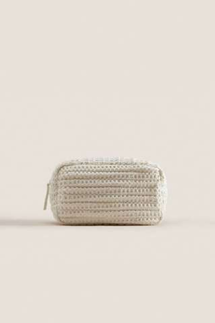 ZARA HOME СУМКА ДЛЯ МАКИЯЖА ИЗ ВАФЕЛЬНОЙ ТКАНИ,  БЕЛЫЙ