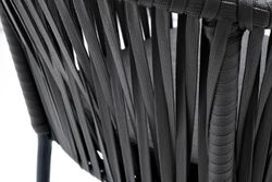 "Бордо" стул барный плетеный из роупа, каркас из стали темно-серый (RAL7024) муар, роуп серый 15мм, ткань темно-серая 027 NEW