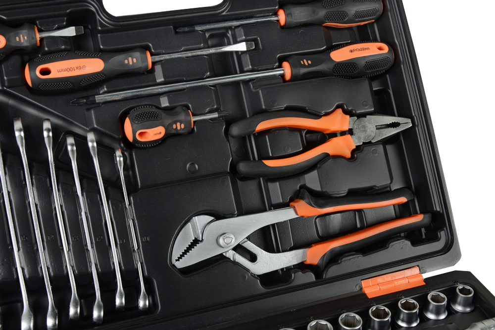 Набор инструментов, 1/2", 1/4", CrV, пластиковый кейс 76 предмета Вихрь