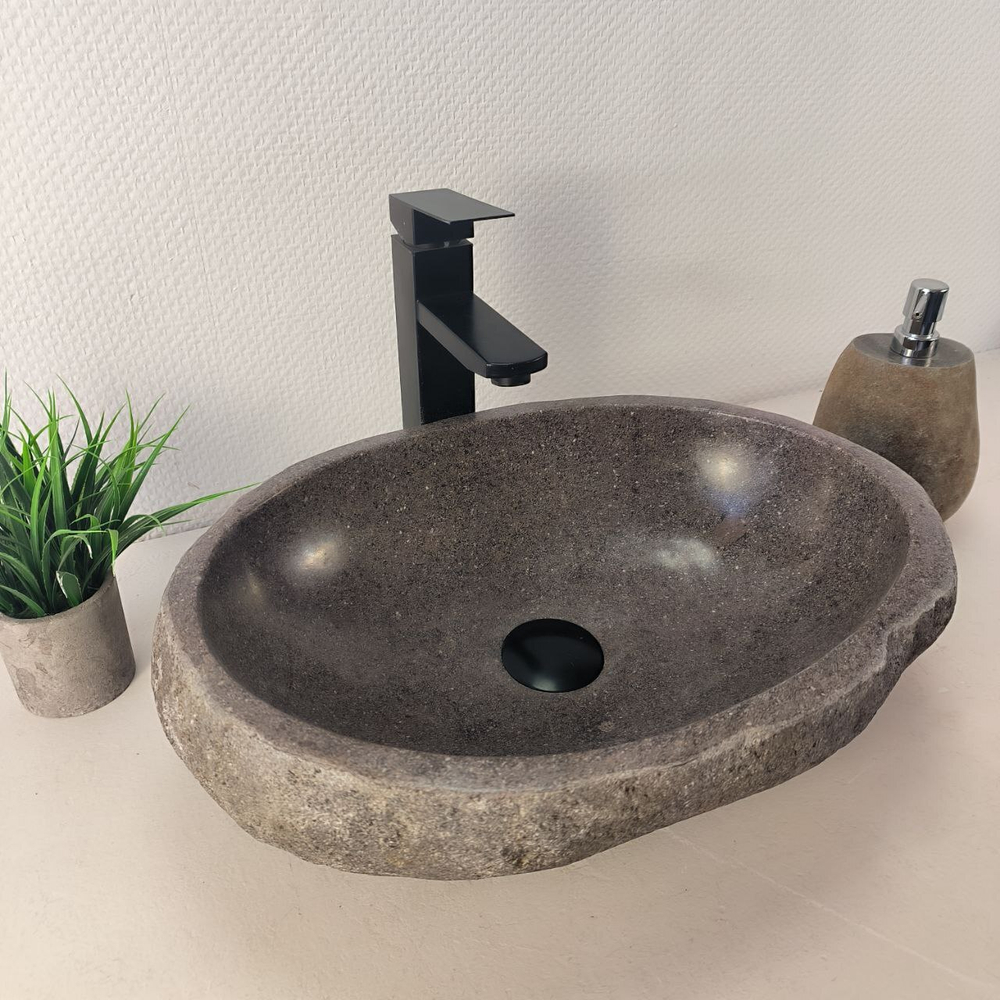 Раковина из речного камня RS-66099 48х34х15 из натурального камня