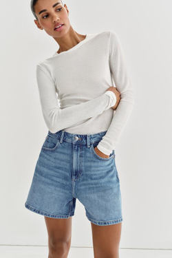 ZARA ШОРТЫ Z1975 MOM FIT, ВЫЦВЕТШИЙ СИНИЙ