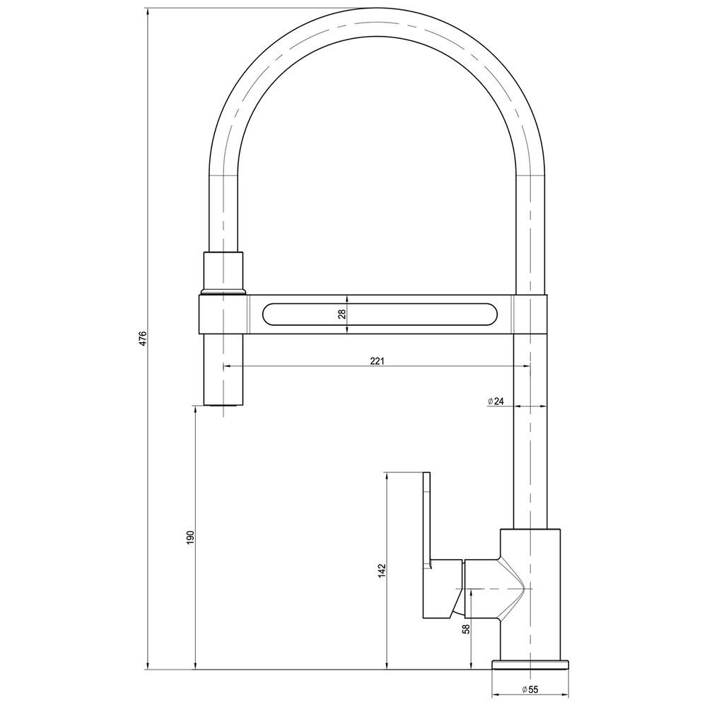 LM6006C Соул Смеситель для кухни с гибким изливом, хром