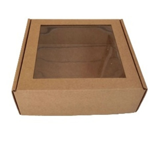 Коробка с окном 16*16*4см Крафт