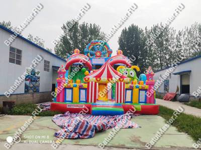 Коммерческий надувной батут "Парк развлечений 2" 12*7*7 м без фигуры клоуна