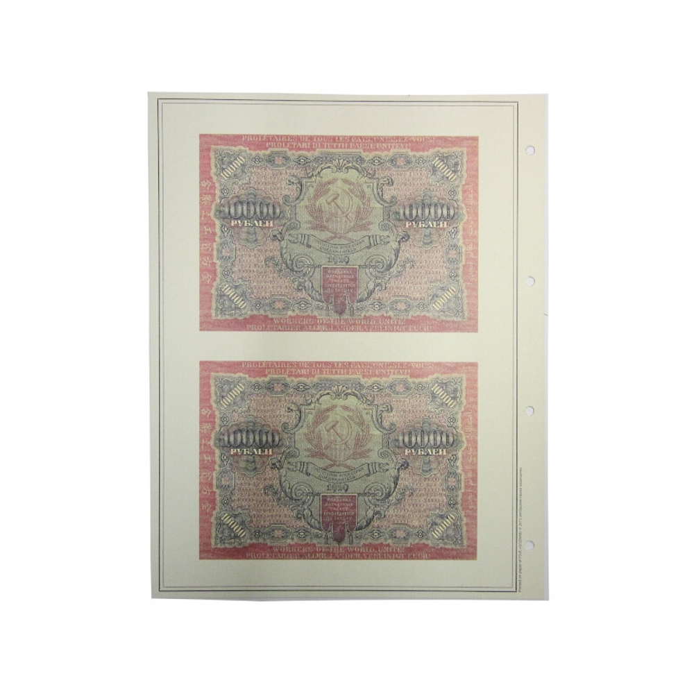 Лист тематический для банкнот РСФСР 10000 рублей 1919 г. Разновид по В/З. (картон с холдером) GRAND 243*310