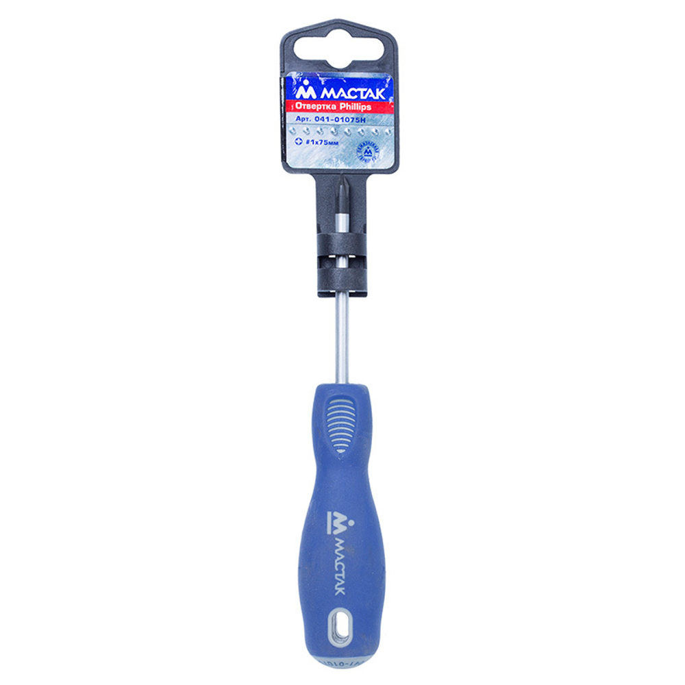 Отвертка крестовая Phillips PH1 x 75 мм МАСТАК 041-01075H