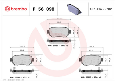 BREMBO - P56098-BRB - Brake Pad Set, disc brake