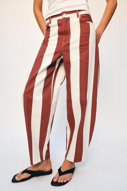 ZARA ЗАУЖЕННЫЕ ДЖИНСЫ С ВЫСОКОЙ ПОСАДКОЙ — ZW COLLECTION, ПОЛОСКИ