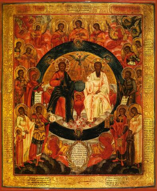 Троица Новозаветная, Отечество, Сопрестолие. Деревянная икона на левкасе
