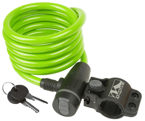 Замок велосипедный M-WAVE трос 1800 мм зелёный