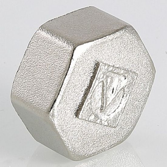 Заглушка Valtec 3/4" ВР с внутренней резьбой латунная никелированная VTr.590.N.0005
