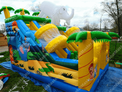 Детский надувной батут-горка "Задорный слонёнок"