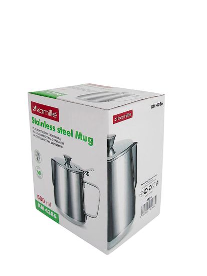 Молочник с крышкой 600 мл. из нержавеющей стали Kamille KM 4386