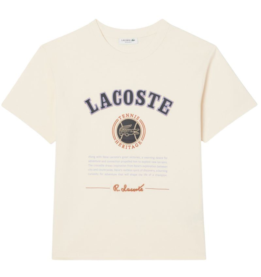 Женская футболка Lacoste Slim Fit Interlock Print - ecru white