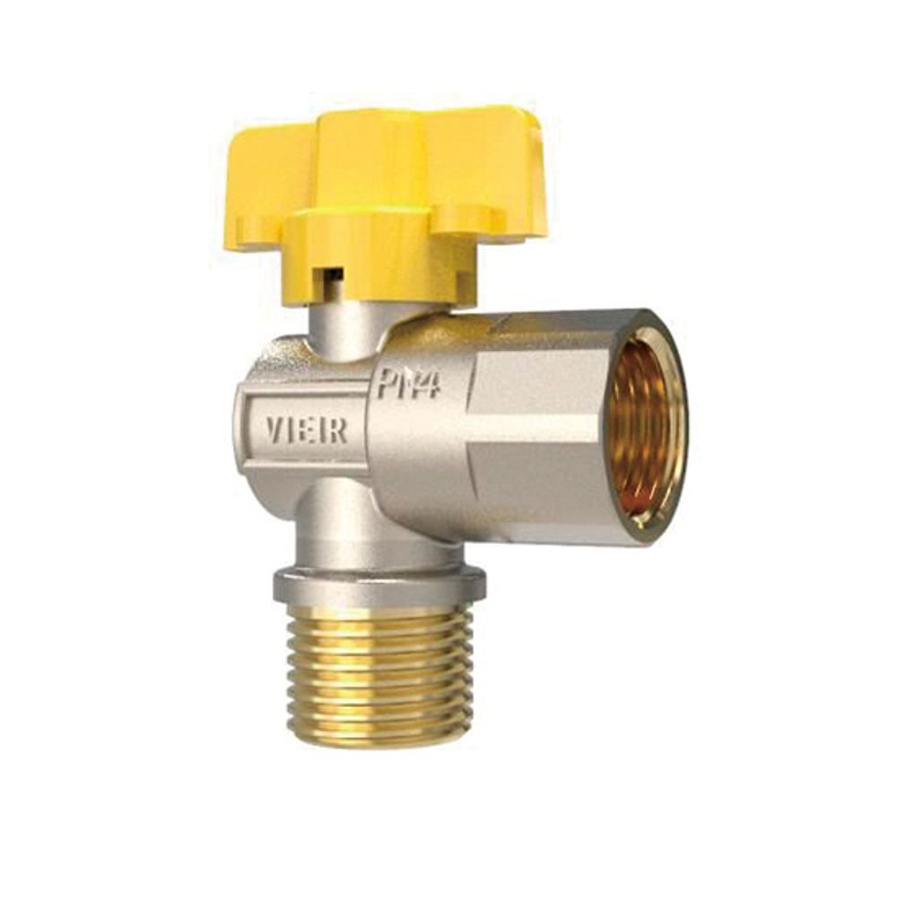 Кран уг. шар. газ 1/2&quot; вн./нар. баб. (VIER)