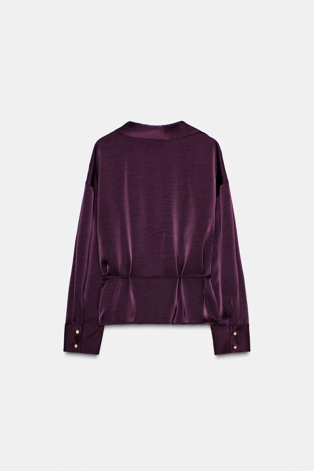 ZARA АТЛАСНАЯ БЛУЗА С ТОНКИМ РЕМНЕМ, БУРГУНДИ