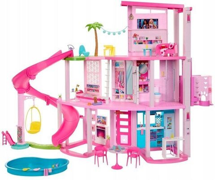 Barbie Dreamhouse - Кукольный домик Dream House с горкой и подъемником + 75 аксессуаров HMX10