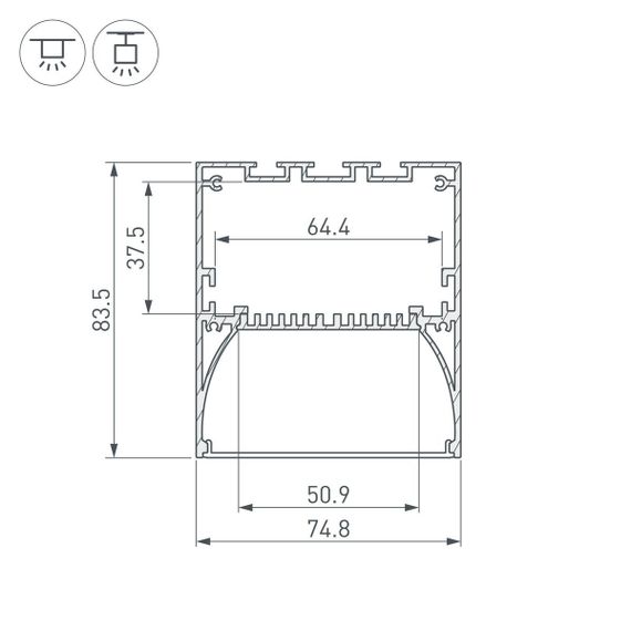 Профиль Arlight ARH-Power-W75-2000 Anod 036349