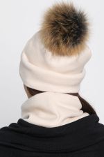 Комплект шапка с помпоном и снуд (молочный) ШПС19-23М LT Collection