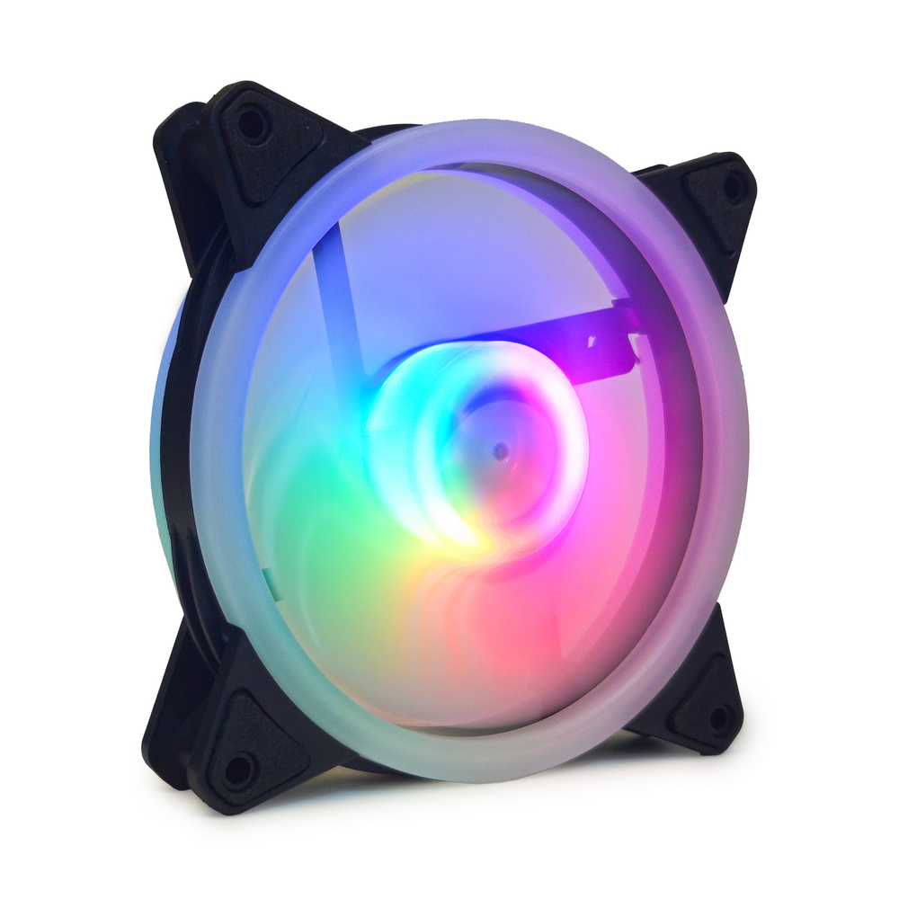 Вентилятор TESLA RGB120-DB MASTER, 120мм, 1200rpm, SATA, черный-белый/ARGB, 38CFM, 21дБ, антивибропрокладки, коннектор для подключения slave-вентилятора (TSL-120-DB-AM)