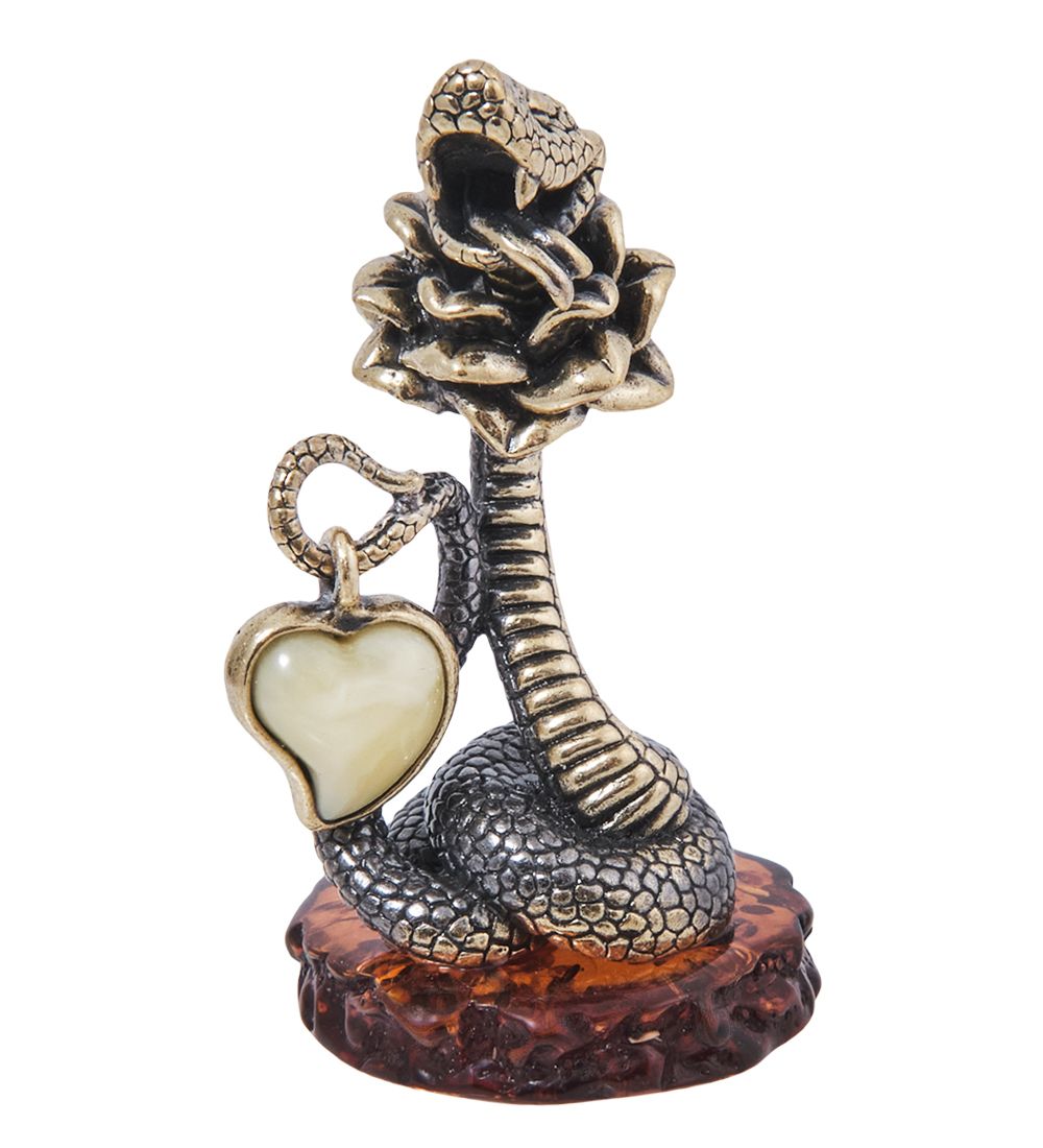 Народные промыслы AM-4018 Фигурка «Змея Корпоратив» (латунь, янтарь)