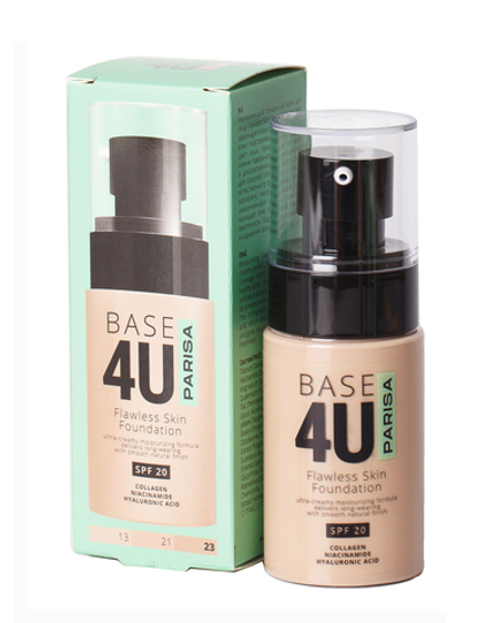 Parisa Крем тональный для лица Base 4U, F-10, с коллагеном и витамином B3, тон №23, Средне-бежевый, 60 мл