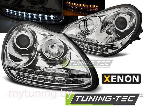 Передние фары Porsche Cayenne 955 daylight chrome hid xenon