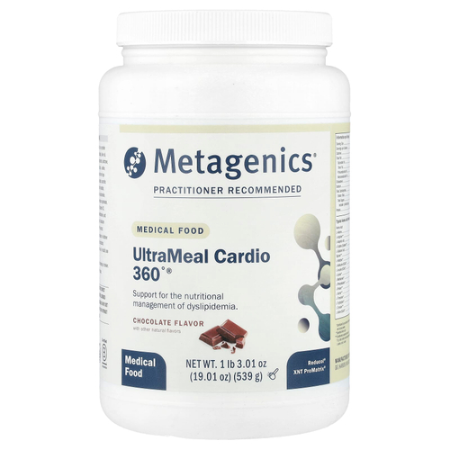 Metagenics, UltraMeal Cardio 360 ° ®, медицинское питание, шоколад, 1 фунт 3,01 унции (539 г)