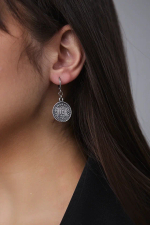 Серьги монеты 10 франков,оттенок серебро, замок левербек