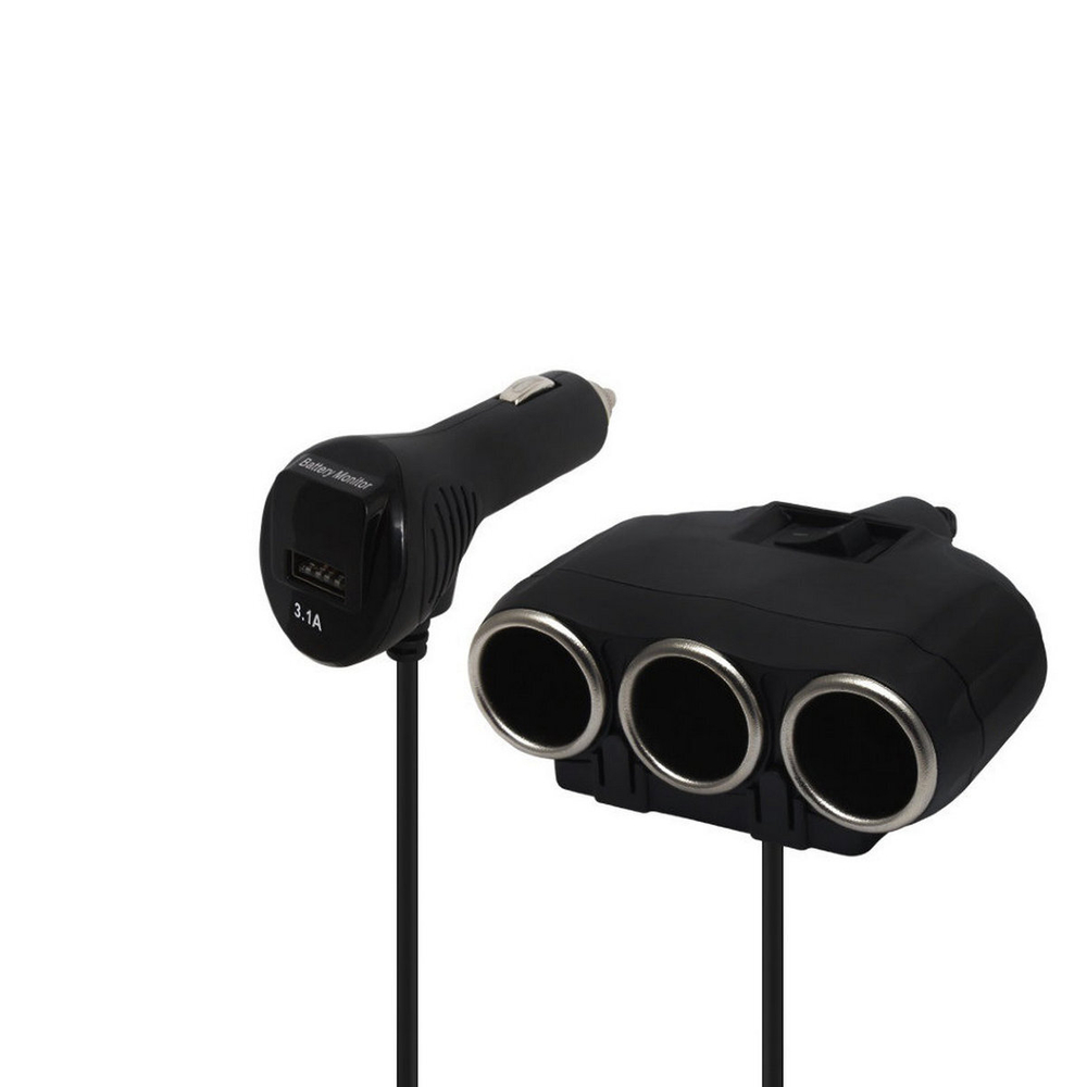 Разветвитель авто Olesson NO.1634 (USB/3роз+Вольтметр)