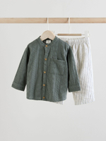 Рубашка и брюки в комплекте для мальчика Next E47-909, Зеленый, Белый