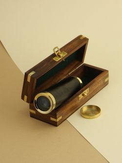Nautical Подзорная труба в деревянном футляре
