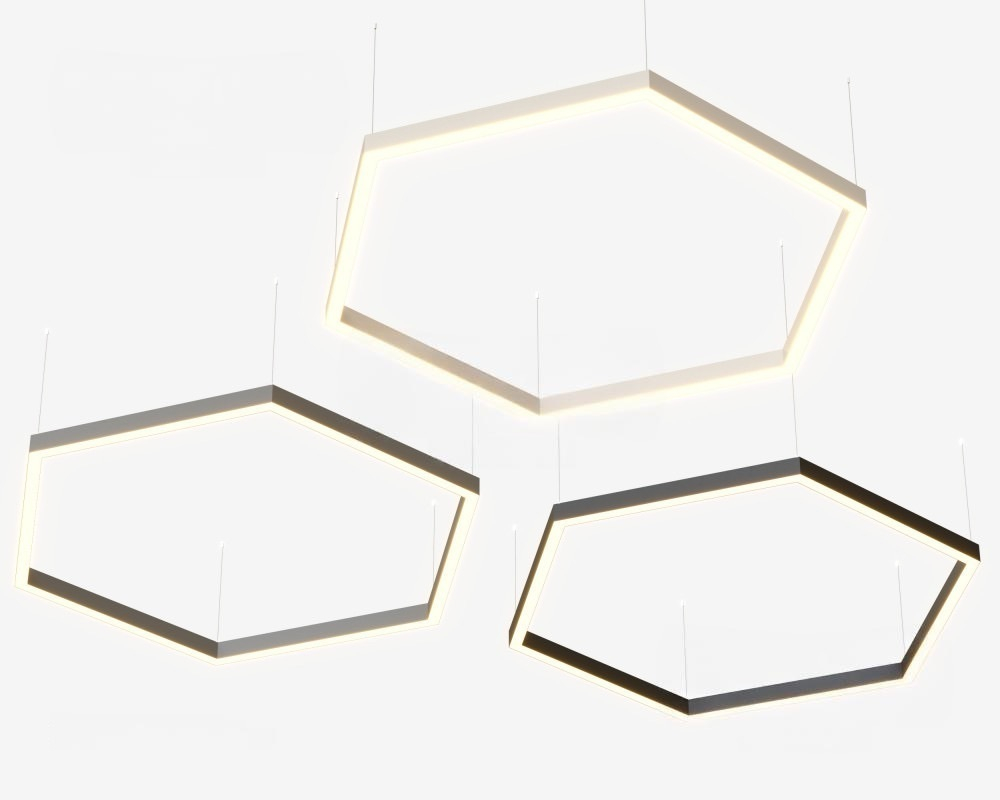 Подвесной LED светильник восьмиугольный LP85-ARENA8-300 62Вт (сегмент 312 мм) 3000К 5704Лм серый 815х815х80мм DIOLUM