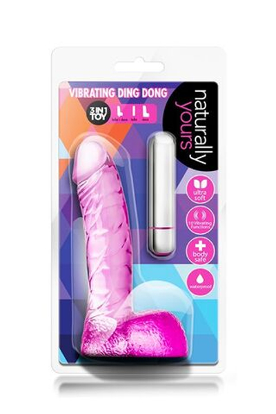 Розовый вибратор-реалистик Vibrating Ding Dong - 16,5 см. (Цвет: розовый)