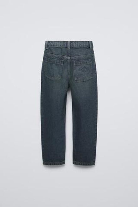ZARA ДЖИНСЫ LOOSE С ЭФФЕКТОМ ПОТЕРТОСТИ, СИНИЙ