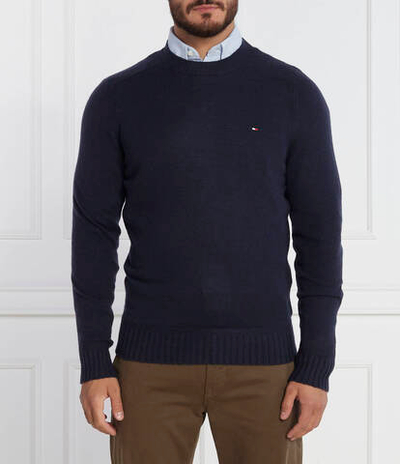 Хлопковый свитер multi htr merino crew neck Tommy Hilfiger - темно-синий(MW0MW33100)