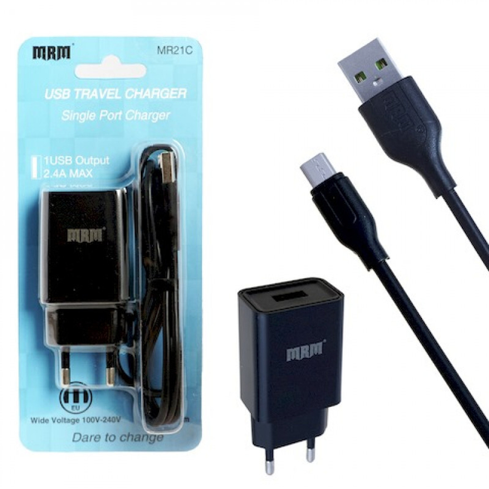 Сетевой адаптер питания MRM MR21 1USB 2.1A + кабель Micro (белый)