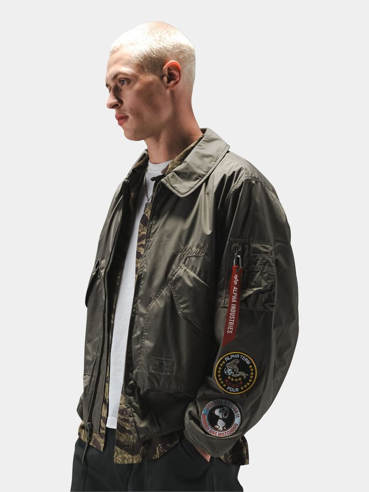 Бомбер Alpha Industries CWU 36/P Relaxed Patched Field Grey (Полевой Серый)