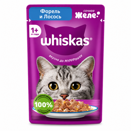 Влажный корм Whiskas Желе Форель и лосось 75 гр