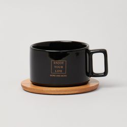 ЧАЙНАЯ ПАРА LEFARD BLACK 300 МЛ С БАМБУКОВЫМ БЛЮДЦЕМ