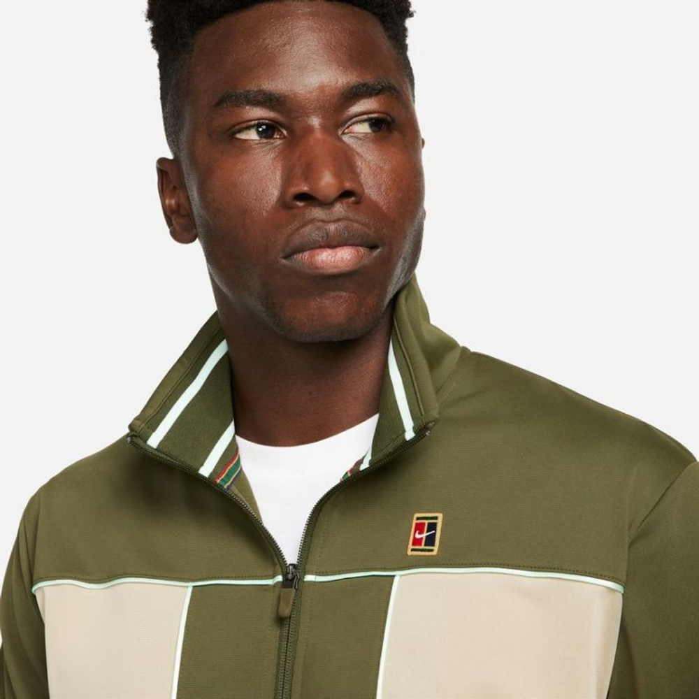 Мужская теннисная кофта Nike Court Heritage Suit Jacket - rough green/seasame/mint foam