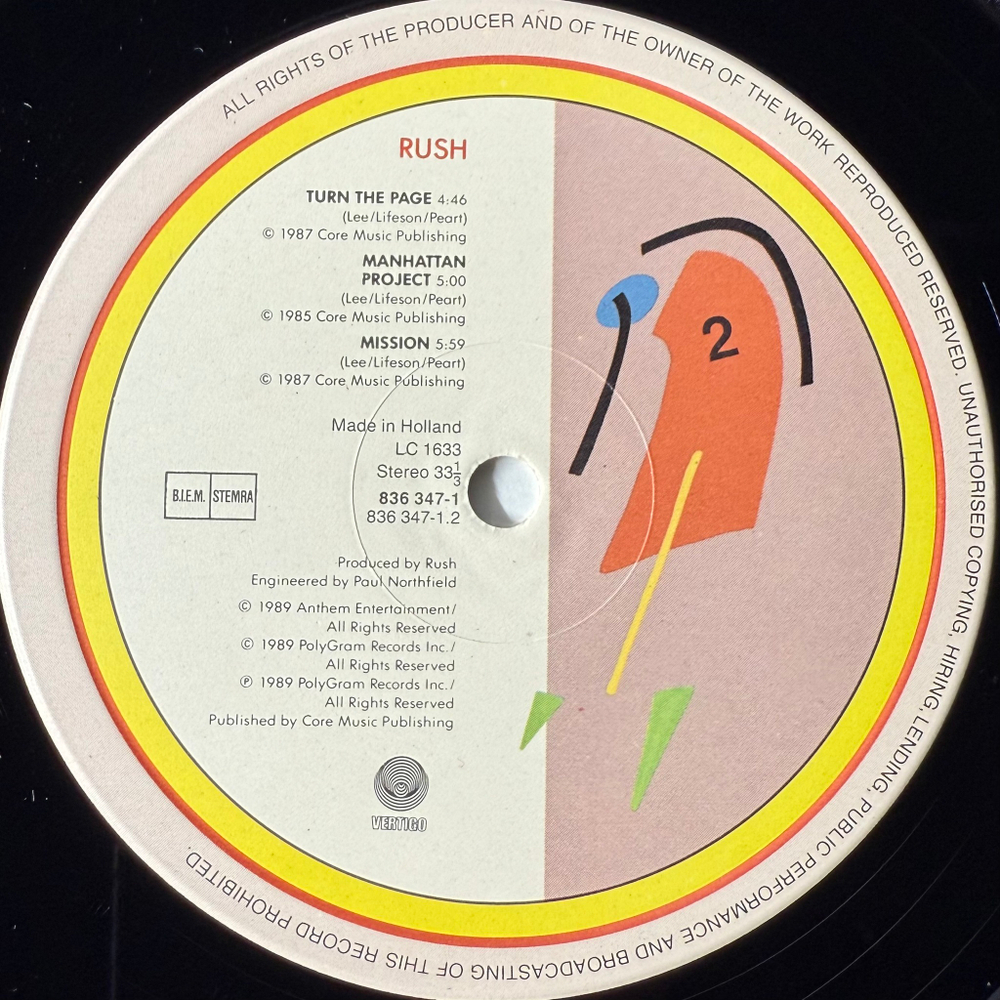 Rush ‎– A Show Of Hands 2LP (Европа 1989г.)