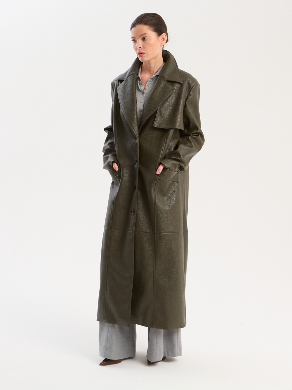 Тренч из экокожи