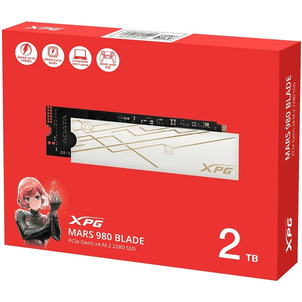 Жесткий диск SSD M.2 2Tb XPG MARS 980 BLADE, 14000/13000MBs, 1650000 IOPS, 3D NAND, PCI-E 5.0 x4 (SMAR-980B-2TCS)