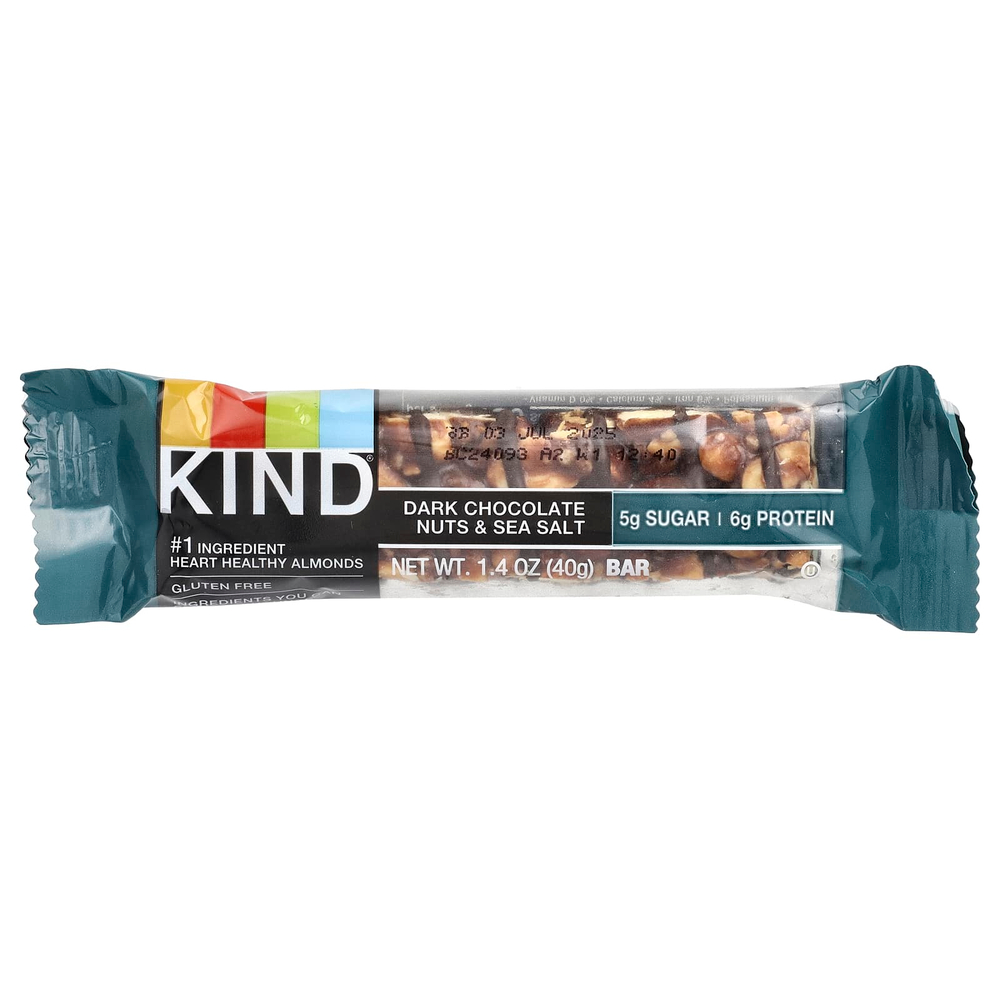 KIND Bars, Протеиновые батончики, темный шоколад, орехи и морская соль, 6 батончиков по 40 г (1,4 унции)