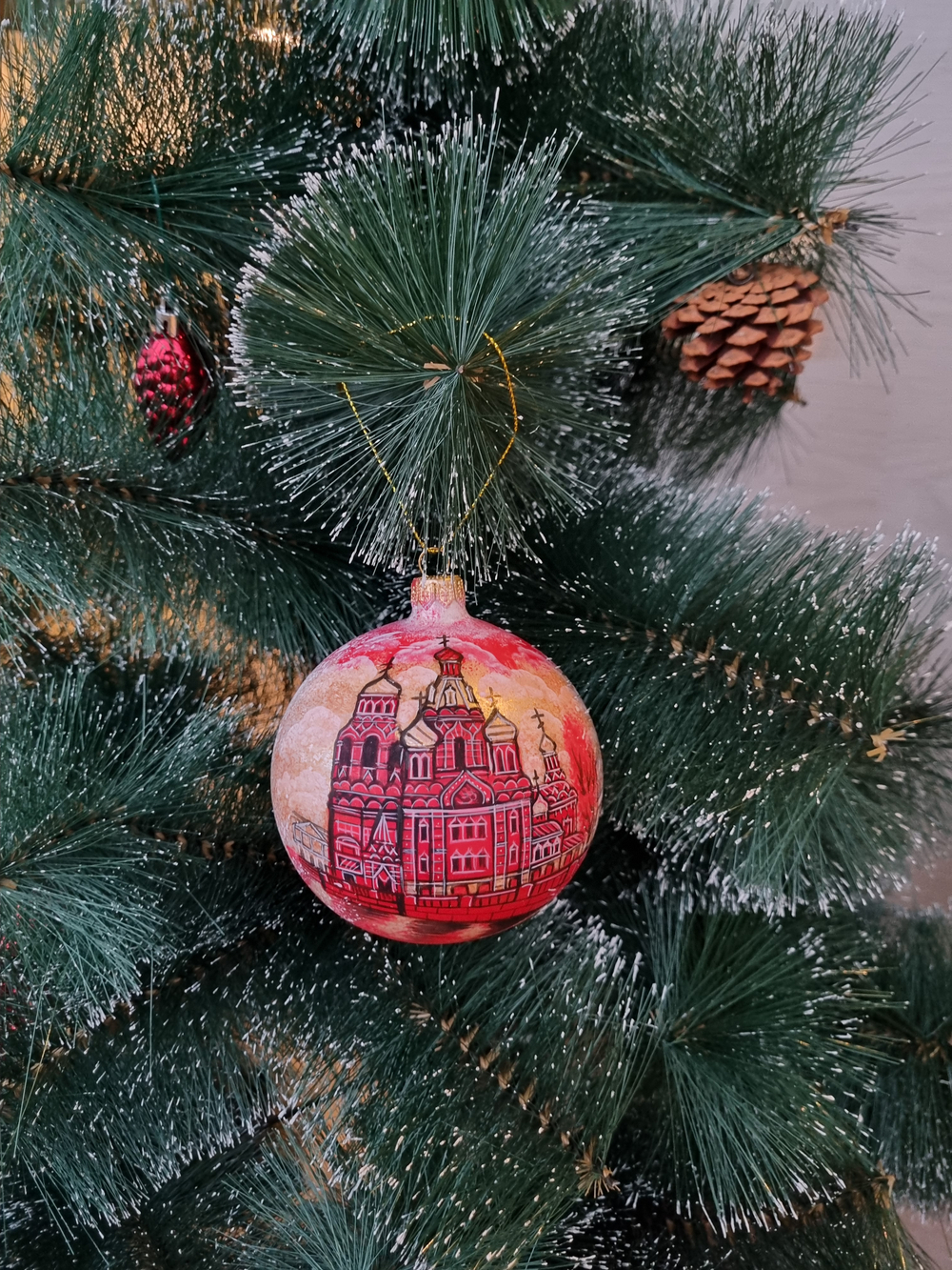 Шар стеклянный "Спас на крови",  ручная роспись