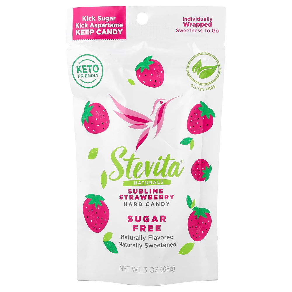 Stevita, Naturals, леденцы без сахара, клубничный вкус, 85 г (3 унции)